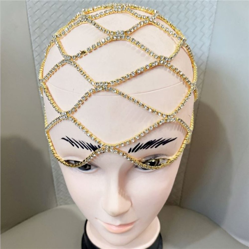 Multi-layer Mesh Bridal Headband Rhinestone Head Chain Hair Accessories - Picture 9 of 10